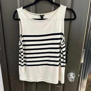 Ann Taylor Black and White Striped Tank Top